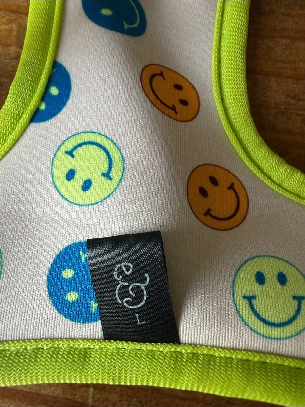 Lucy & Co. dog Blue and Lime Green Checker Harness with Smiley Bandana